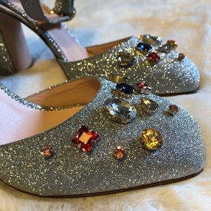 J.Crew beautiful rhinestone embroidered pumps.